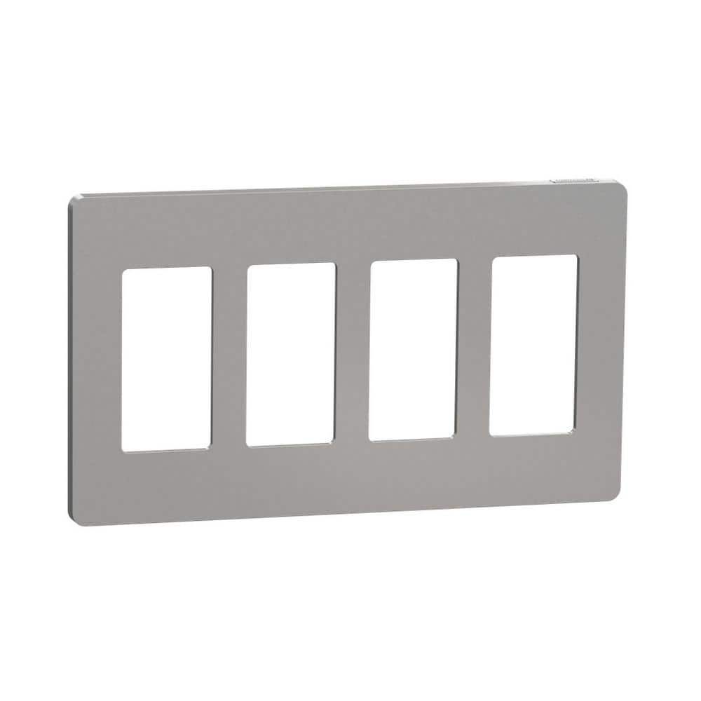 X Series 4-Gang Matte Gray Screwless Wall Plate