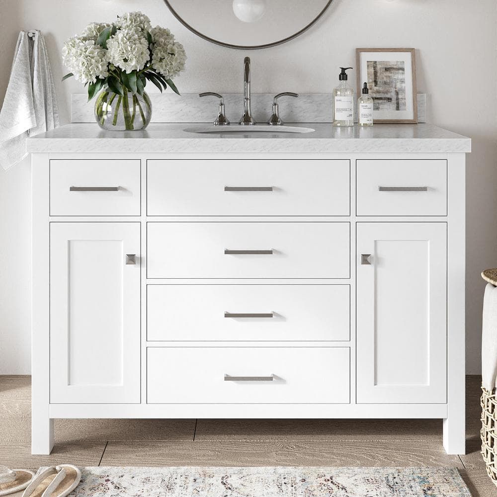 Bristol 49" White Marble Top Freestanding Vanity