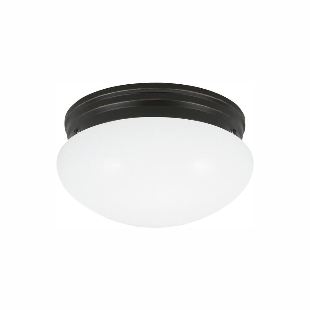 Bronze and White Glass 2-Light LED Flush Mount