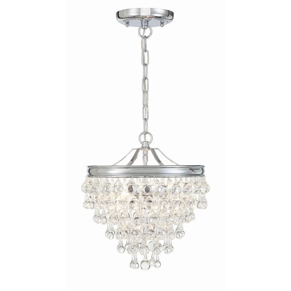 Calypso Polished Chrome 3-Light Mini Chandelier with Smooth Glass Drops