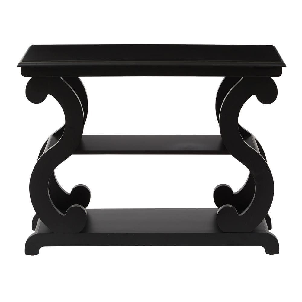 Ashland Brushed Black Wood and Metal Console Table with Storage