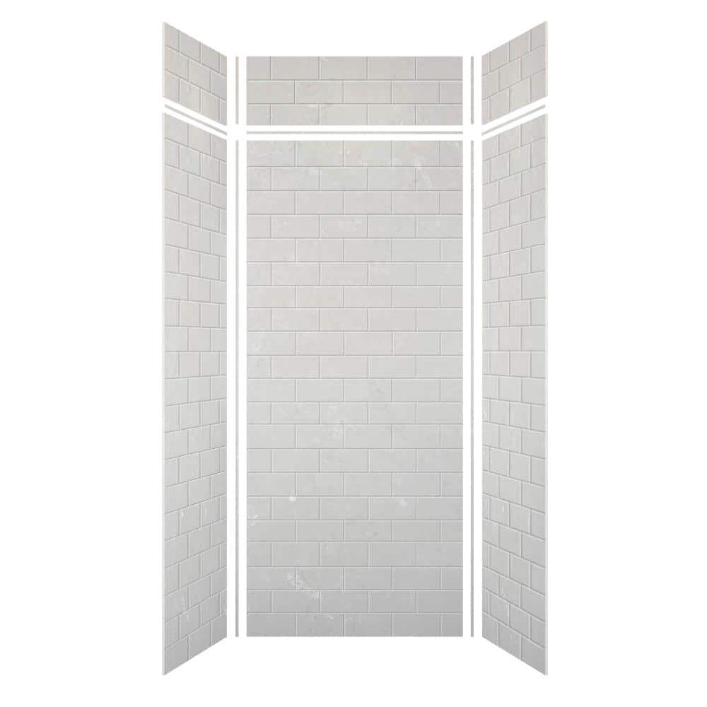 Lunar Gray Subway Tile 96" x 36" Shower Wall Kit
