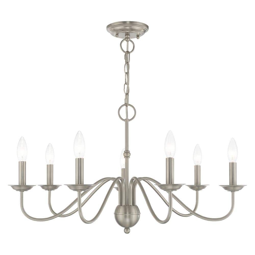 Elegant Windsor Brushed Nickel 7-Light Plug-in Chandelier