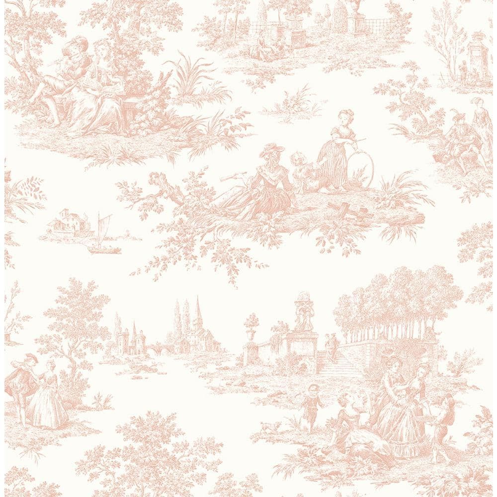 Blush Pink French Countryside Toile Wallpaper Roll