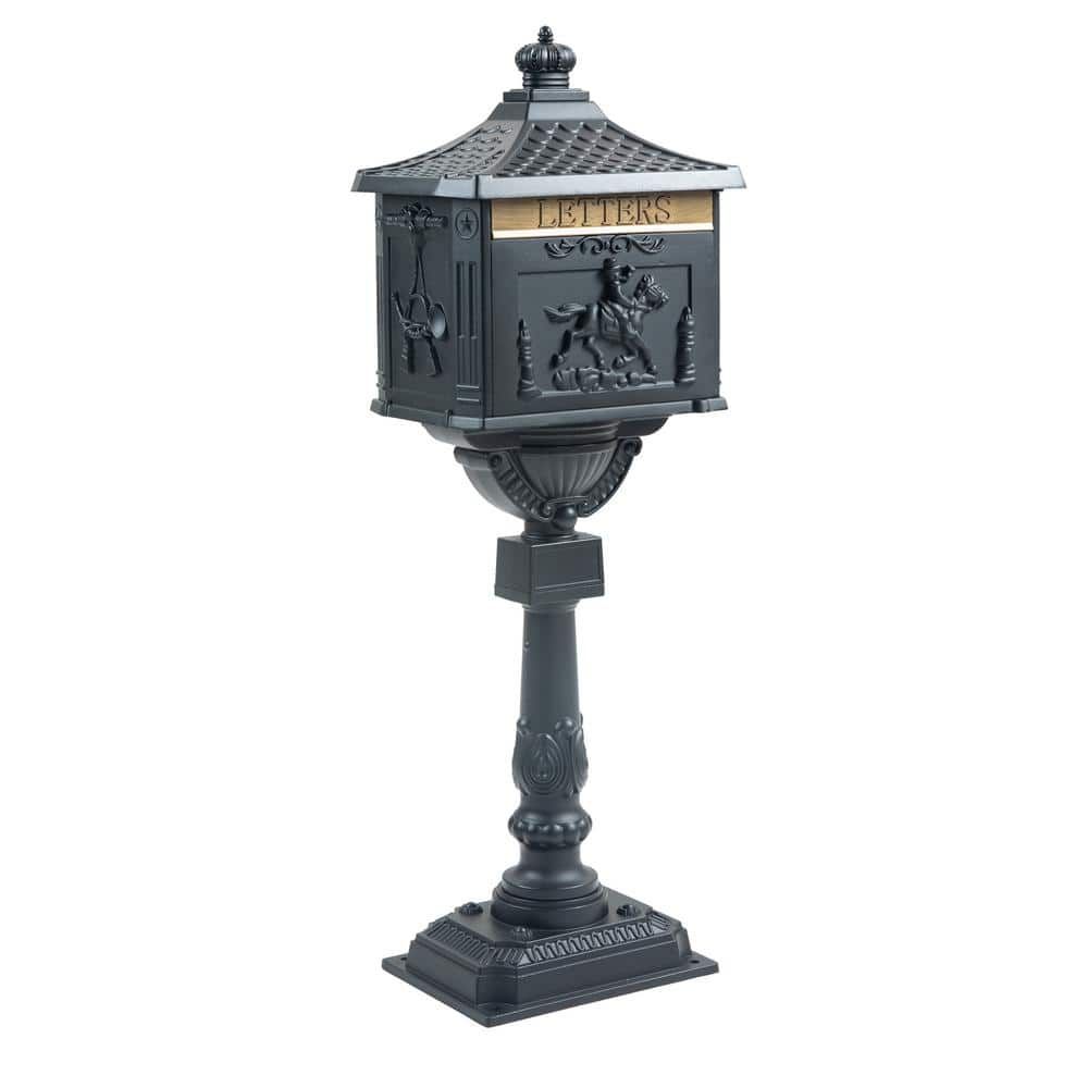 Vintage Black Cast Aluminum Lockable Outdoor Mailbox