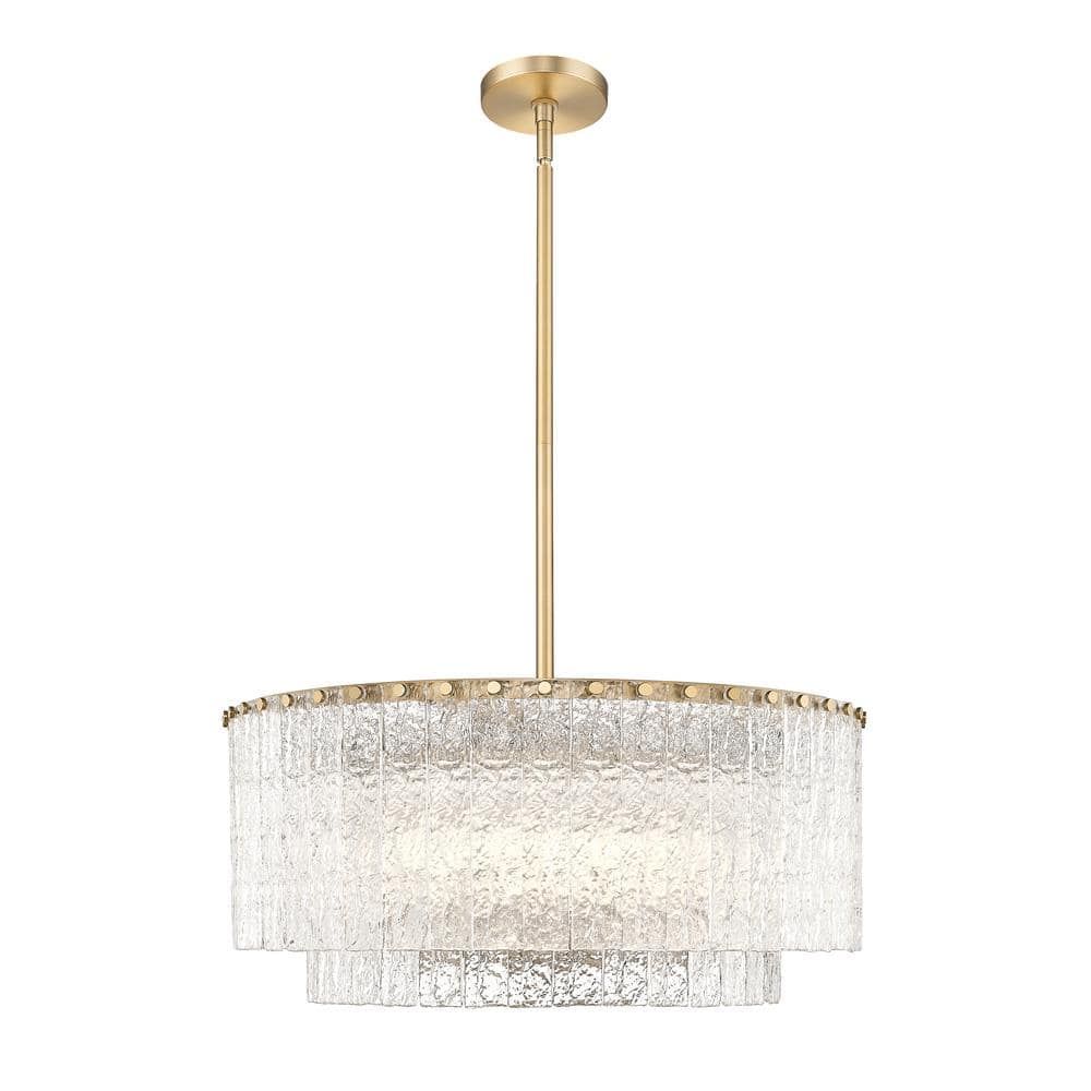 Glacier Modern Gold and Glass Two-Tier Pendant Light