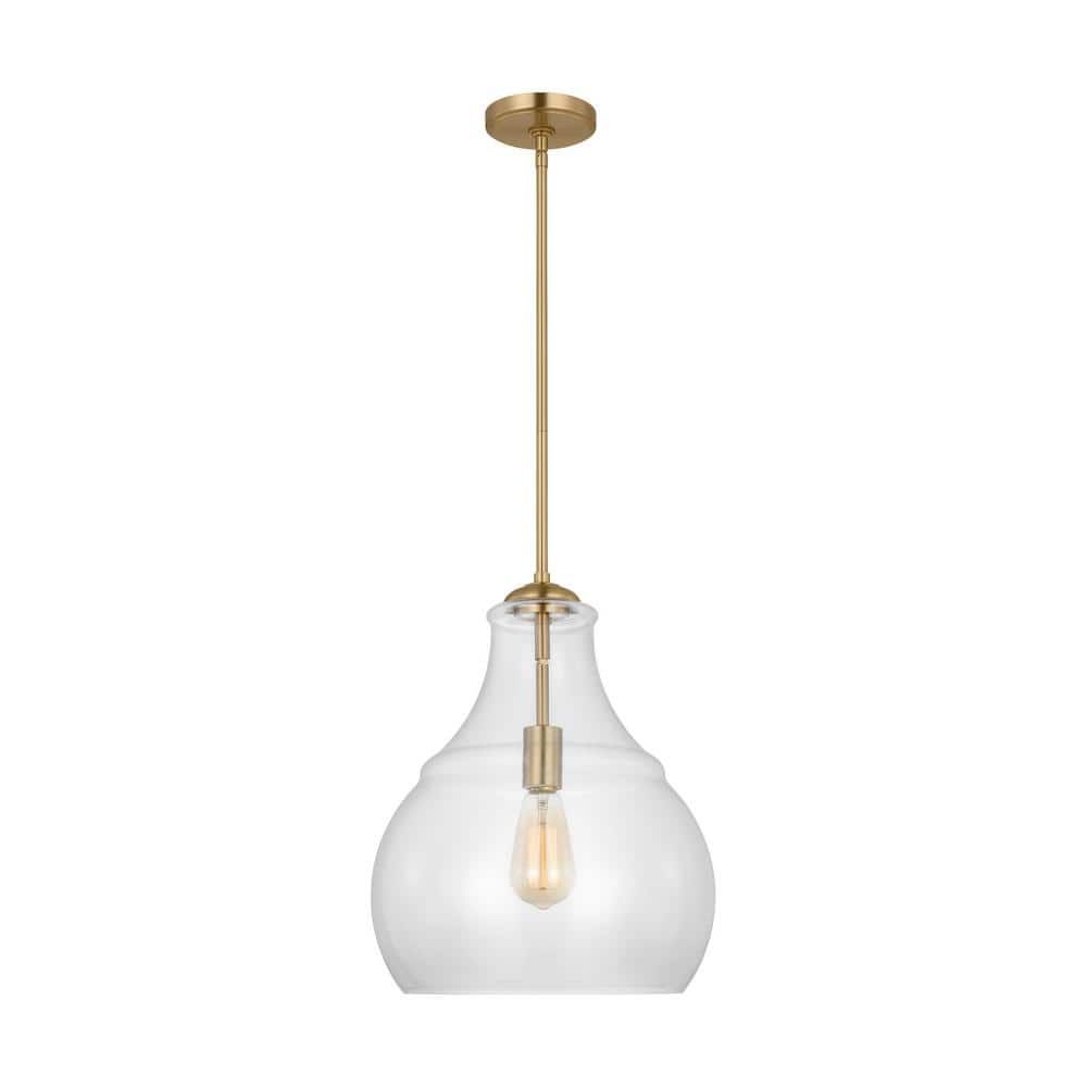 Zola 1-Light Satin Brass and Clear Glass Pendant