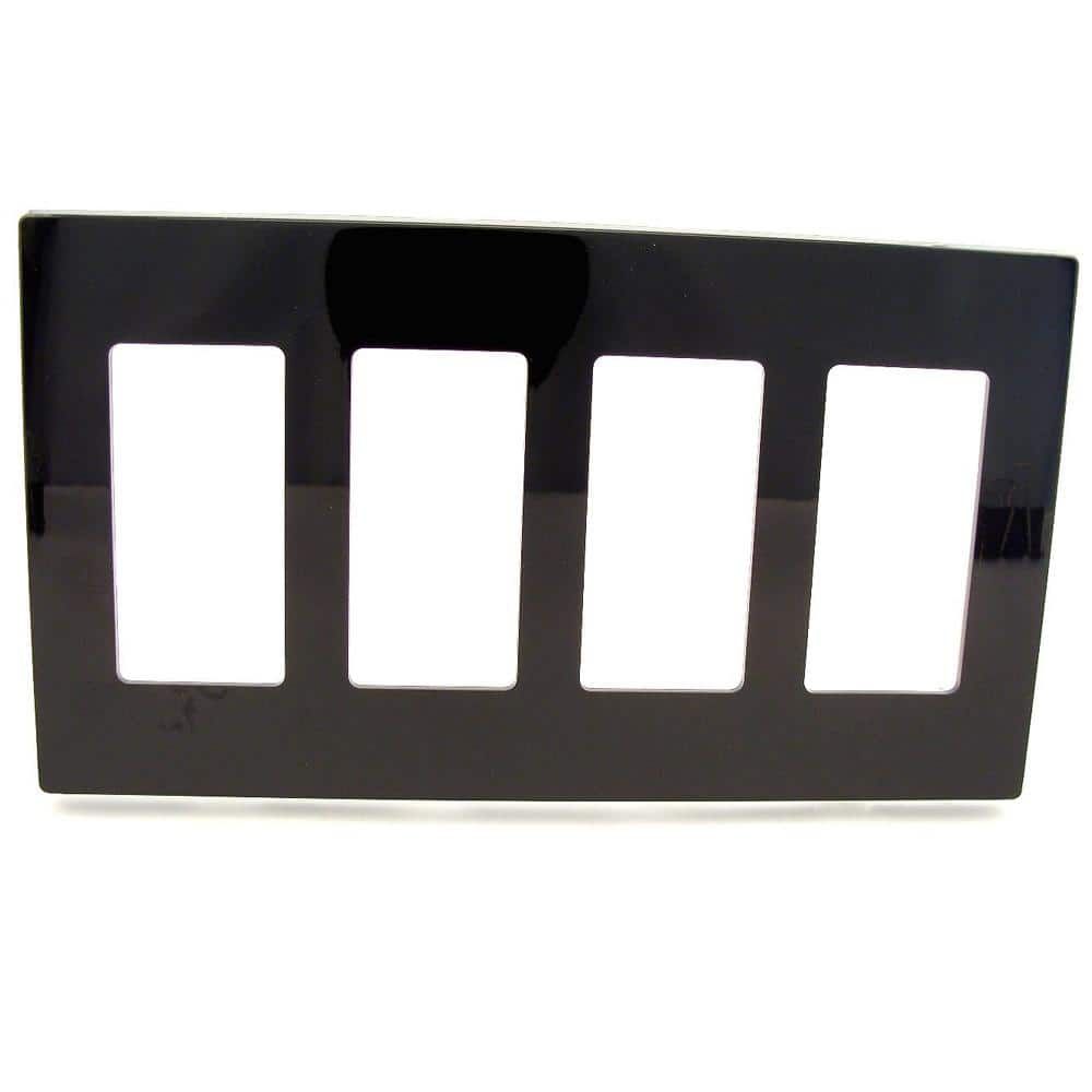 Black Thermoplastic Nylon 4-Gang Screwless Wall Plate