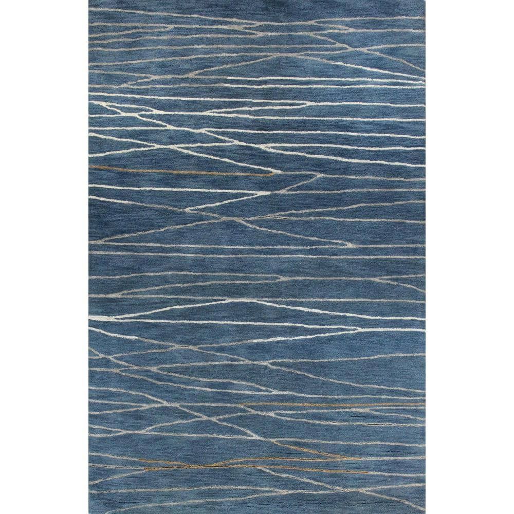 Azure Elegance Hand-Tufted Wool-Viscose Blend 9' x 12' Area Rug