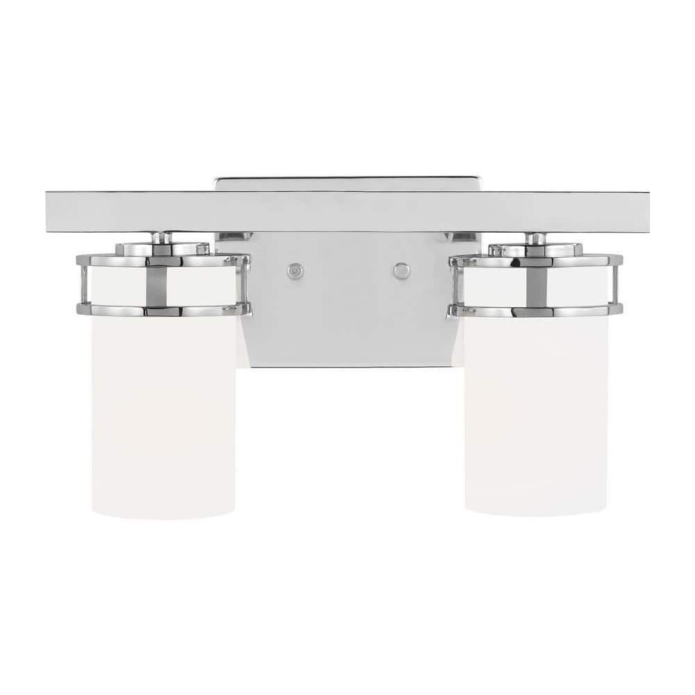 Robie Chrome 2-Light Bath Vanity with Etched White Glass