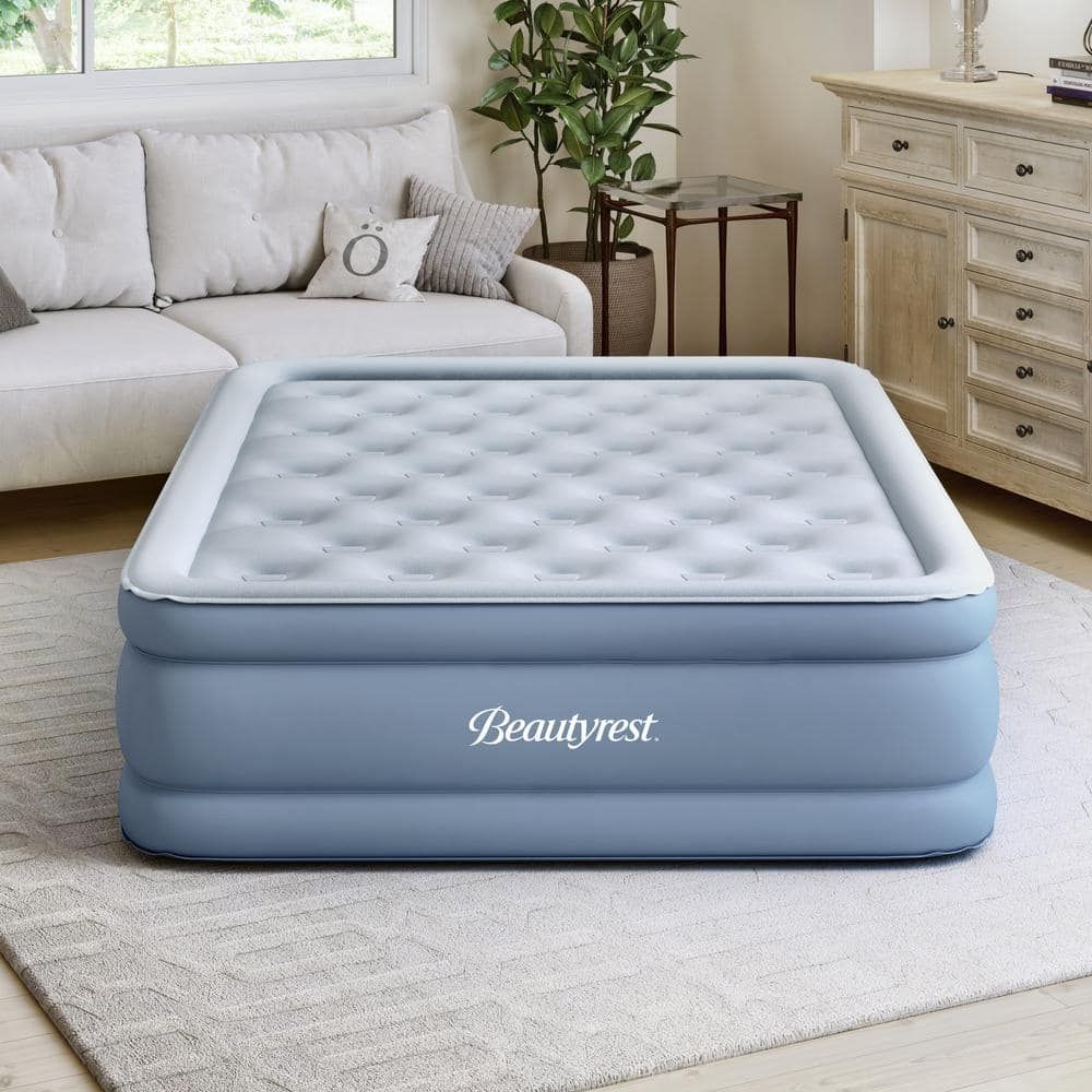 Beautyrest Raised Queen Air Mattress with Pump and Velveteen Surface