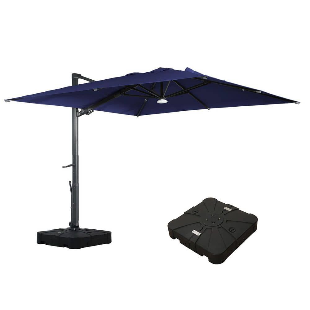 10 ft. Navy Blue Aluminum Cantilever Patio Umbrella with LED Light