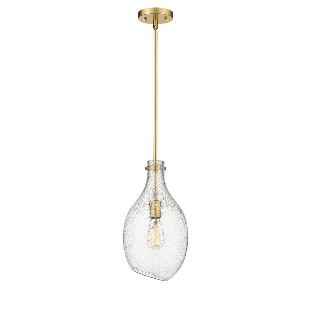 Satin Nickel Mini Pendant with Hand Blown Glass Shade