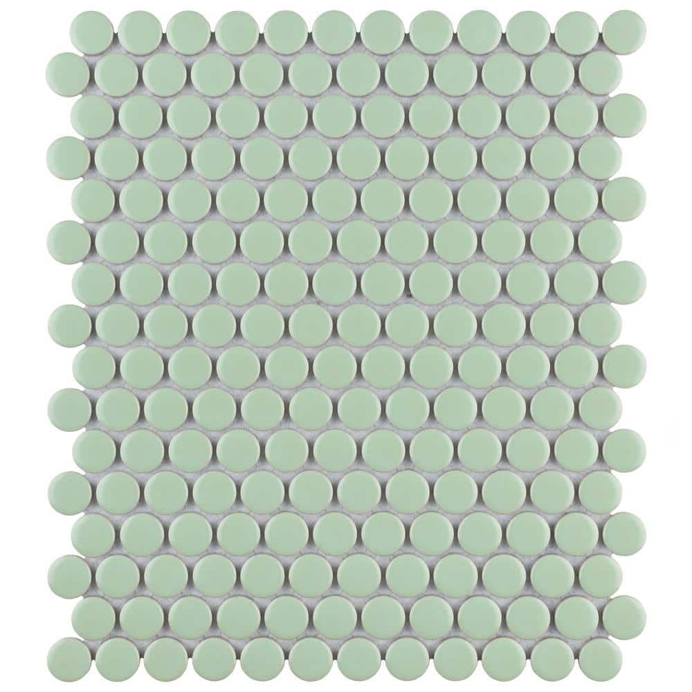 Metro Penny Matte Light Green Porcelain Mosaic Tile