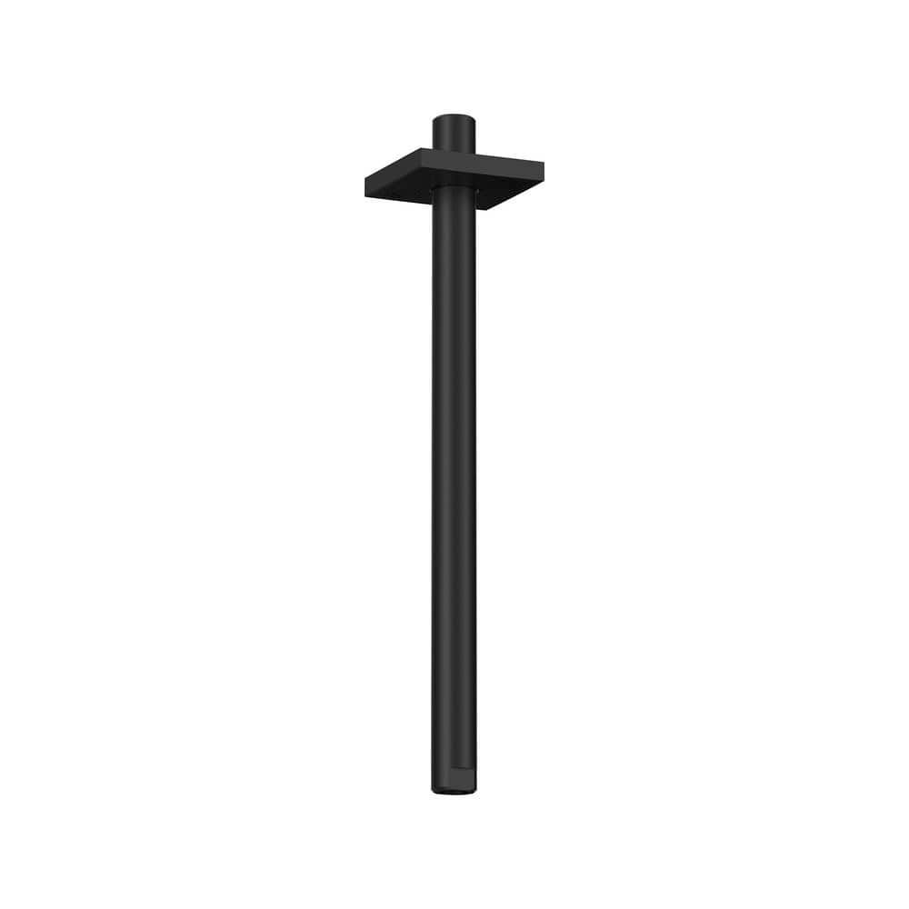 Matte Black Metal Ceiling Shower Arm with Square Flange