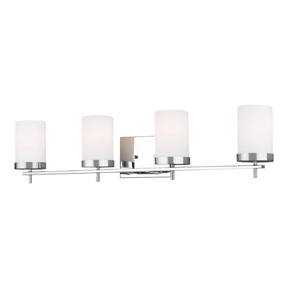 Chrome 4-Light Dimmable Cylinder Bathroom Vanity Light