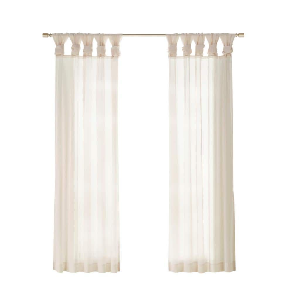 Ivory Sheer Tab Top Ground Length Polyester Drapes