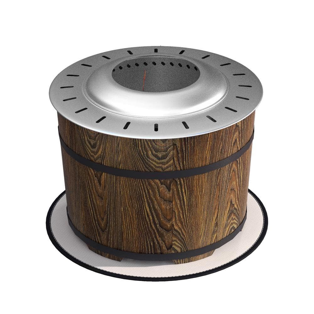 20" Brown Composite Round Smokeless Fire Pit with Fireproof Mat