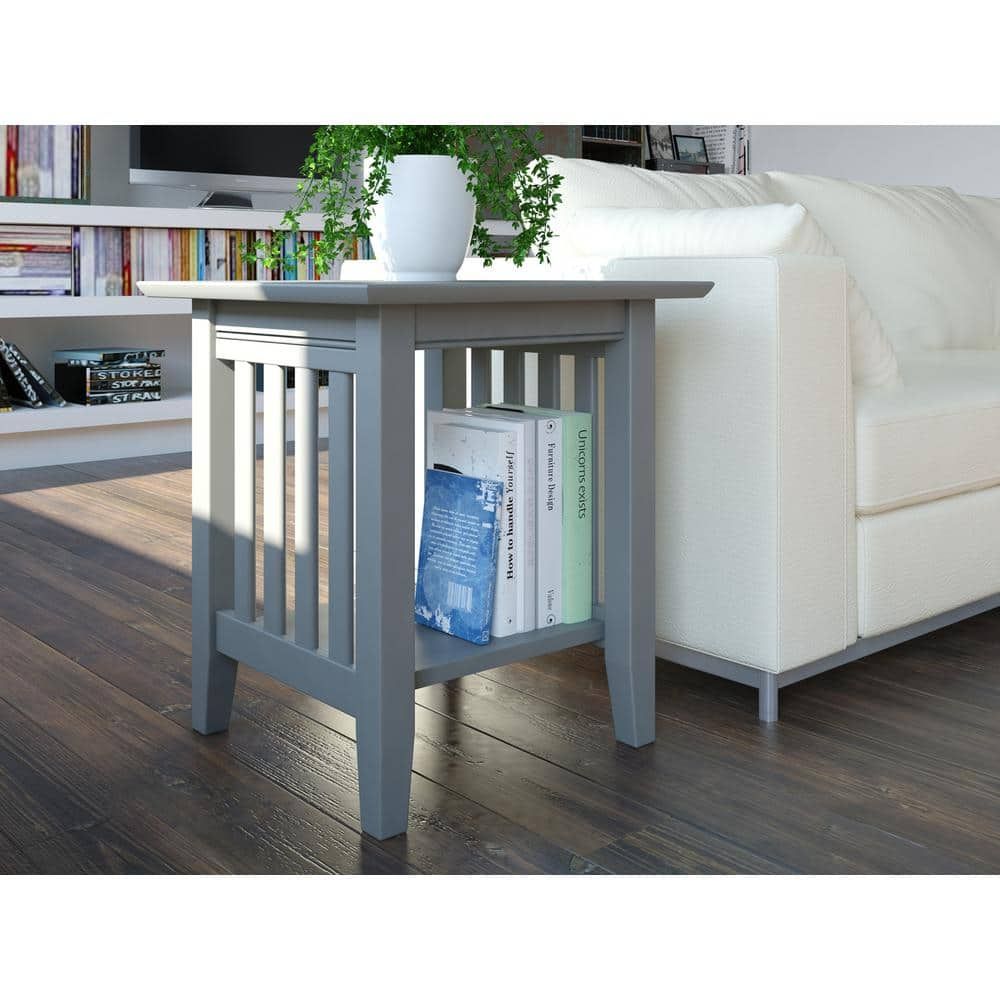 Mission Style Gray Solid Wood 20" x 20" End Table