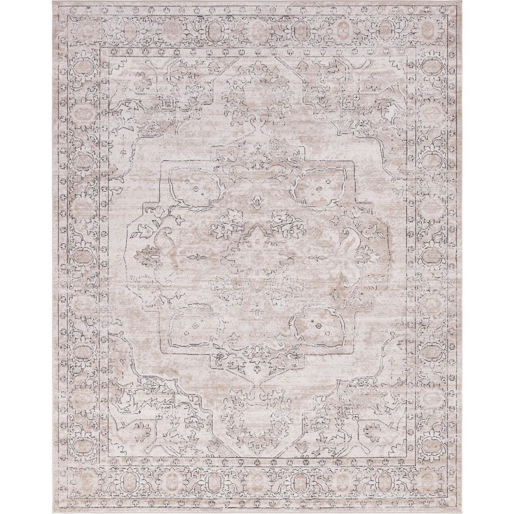 Cozy Haven Geometric Gray & Ivory 8' x 10' Synthetic Rug