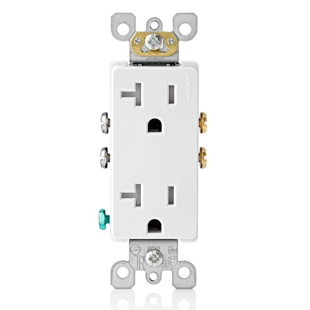 White 20 Amp Tamper Resistant Duplex Outlet