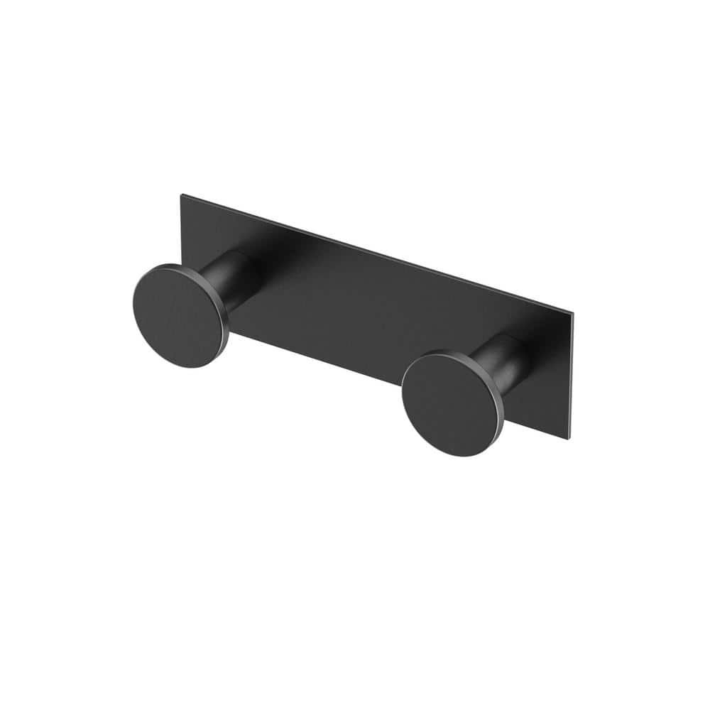 Matte Black Double Hook Wall Mount with Rectangular Base