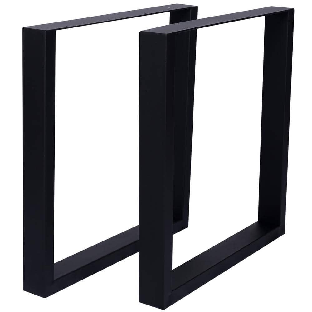 24 in. x 28 in. Black Steel Square Table Legs (2-Pack)