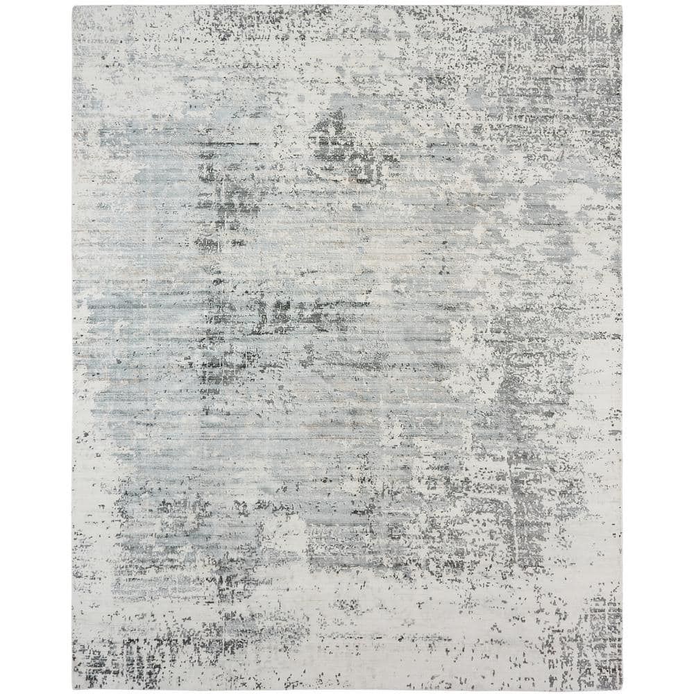 Gray and Sky Abstract High Pile Area Rug