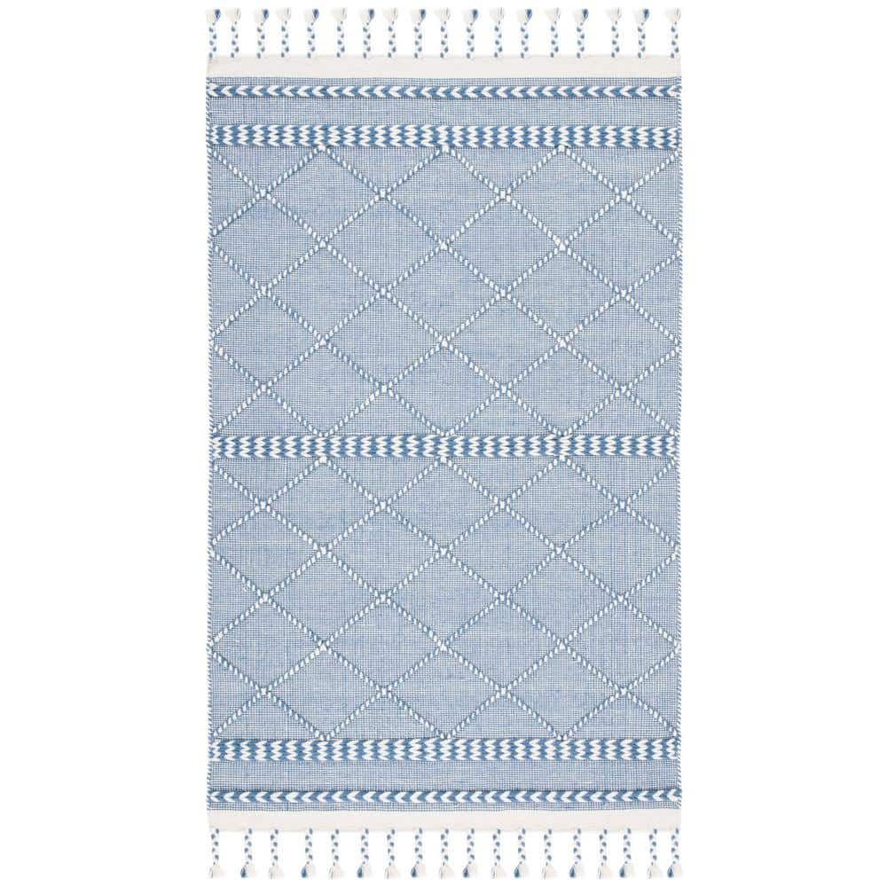 Casablanca Hand-Tufted Blue Wool Shag Rug 5' x 8'
