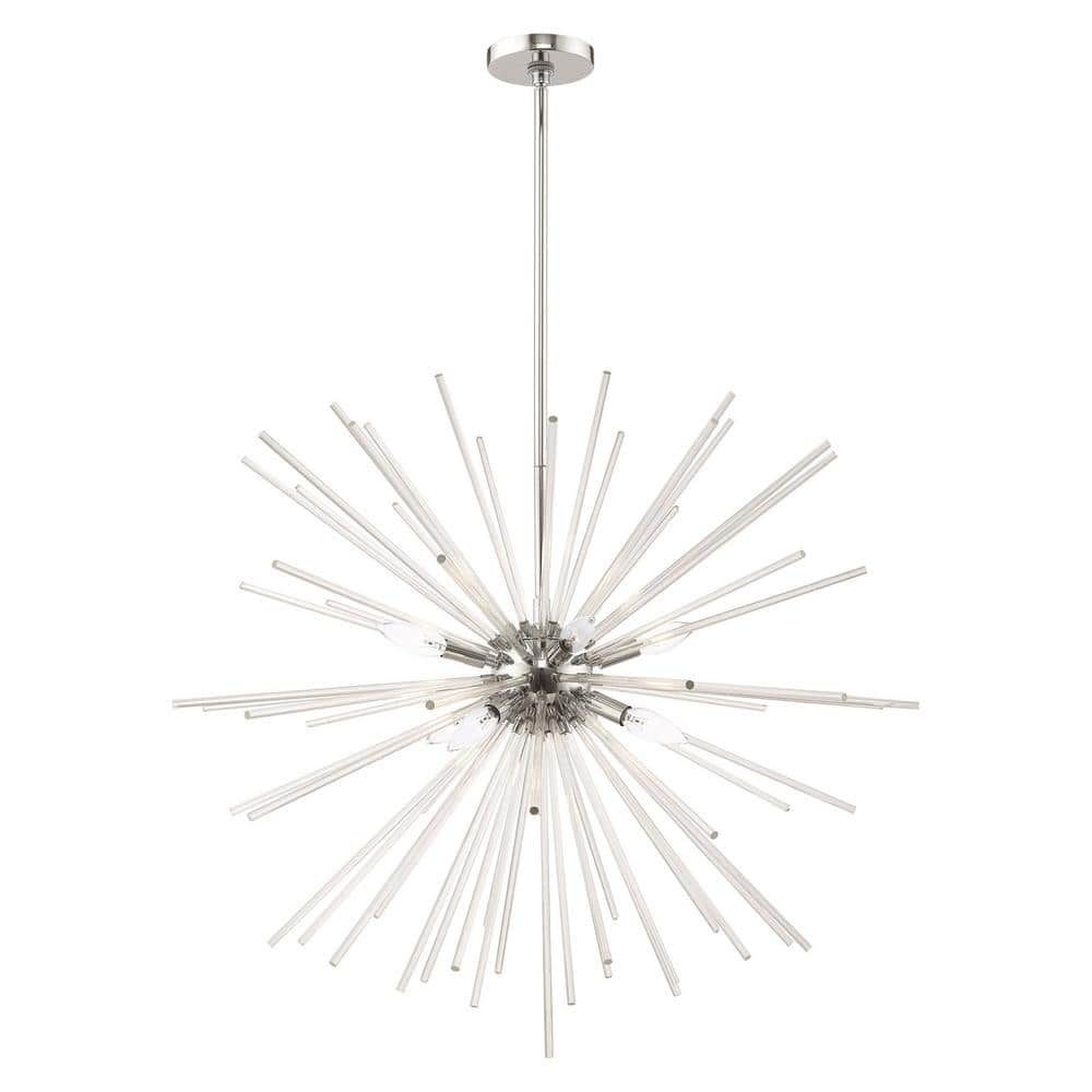 Utopia Elegance 8-Light Polished Chrome Pendant with Clear Crystal Rods