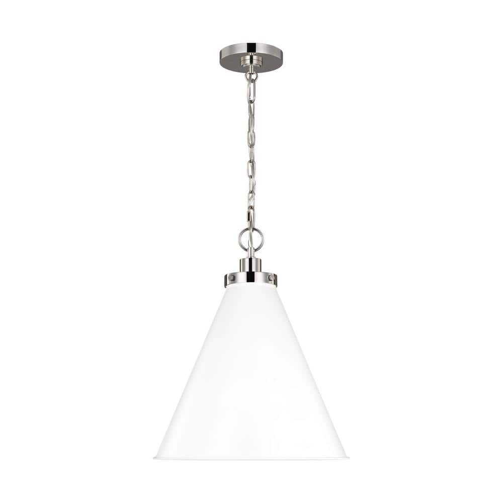 Wellfleet 15.63" Matte White & Polished Nickel Indoor/Outdoor Pendant