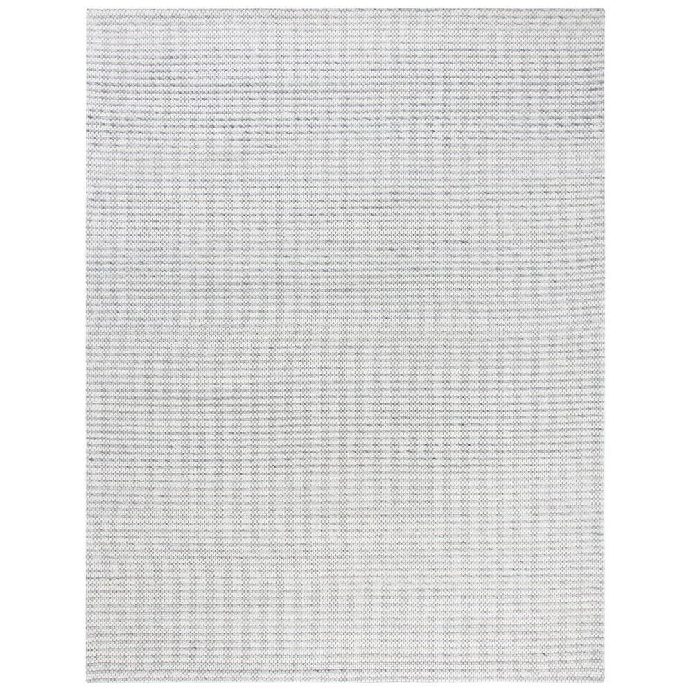 Handmade Light Grey and Ivory Wool Striped 10' x 14' Area Rug