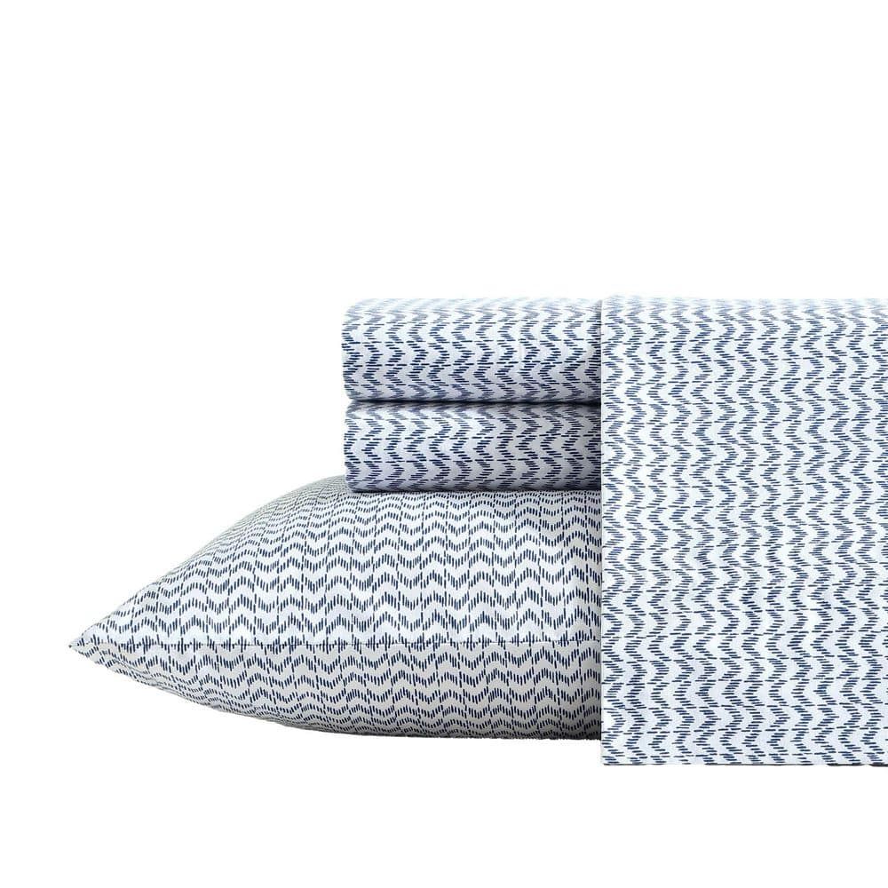 King Blue Cotton Percale Deep Pocket Sheet Set
