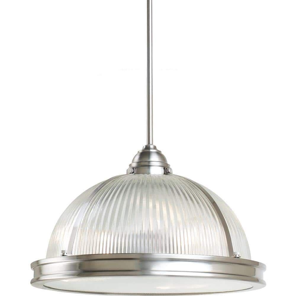 Brushed Nickel 3-Light Pendant with Clear Textured Glass Shade
