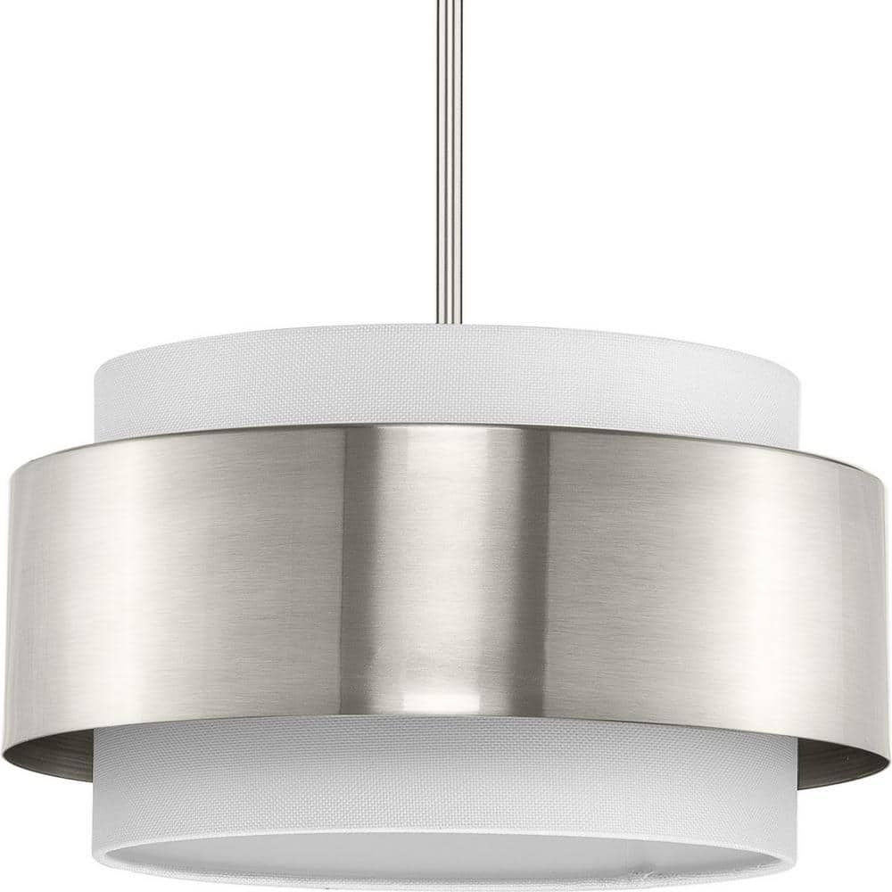 Silva Brushed Nickel Glass Drum Pendant Light