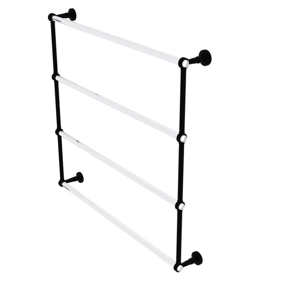 Matte Black and Clear Acrylic 4-Tier Ladder Towel Bar