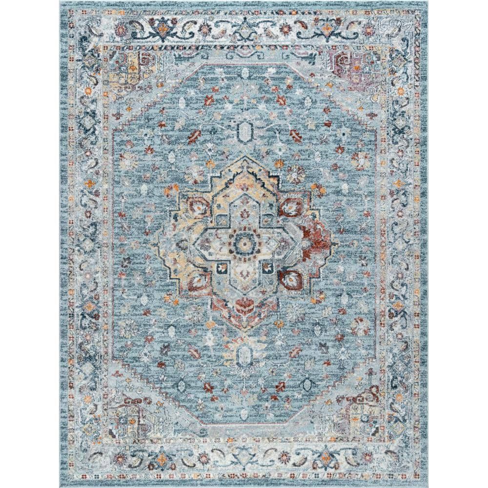 Veranda 5' x 7' Gray Blue Synthetic Rectangular Rug