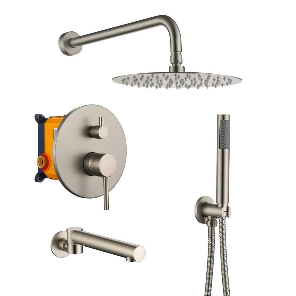 Brushed Nickel Dual Shower System with Handheld and Rain Shower Head