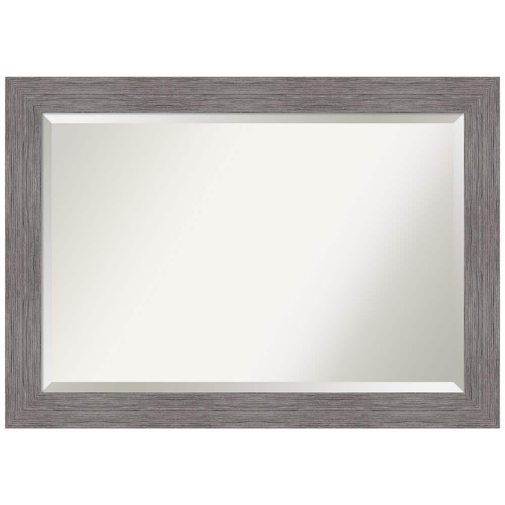 Pinstripe Plank Grey Rectangular Vanity Wall Mirror 42"x30"