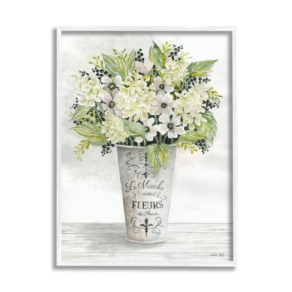 French Floral Bouquet Canvas Print with White Frame