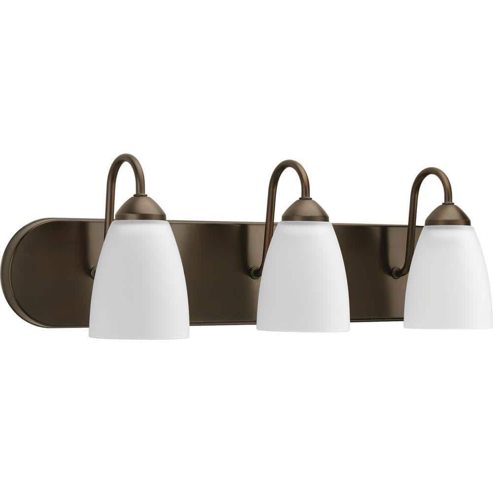 Bronze Elegance 3-Light Dimmable Vanity Sconce with Etched Glass Shades