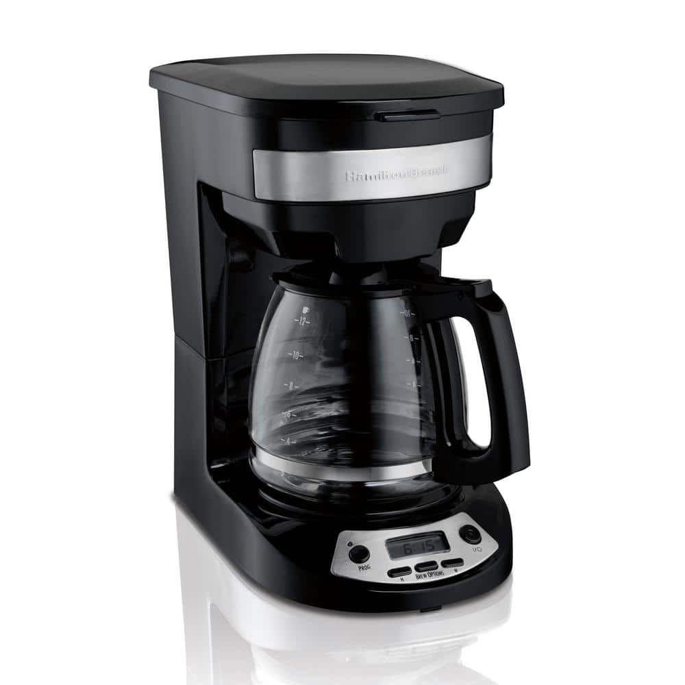 12-Cup Black Stainless Steel Programmable Drip Coffee Maker