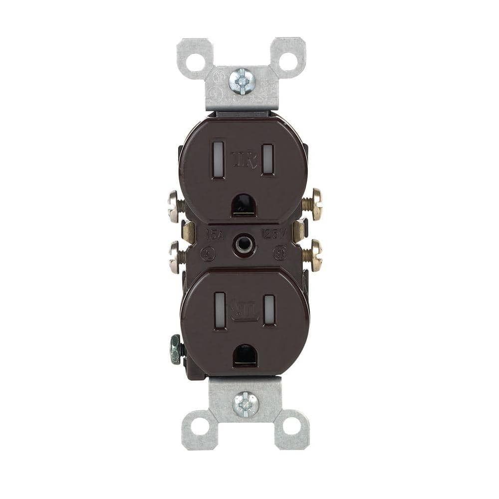 Brown Tamper-Resistant Duplex Outlet with Wall Plate