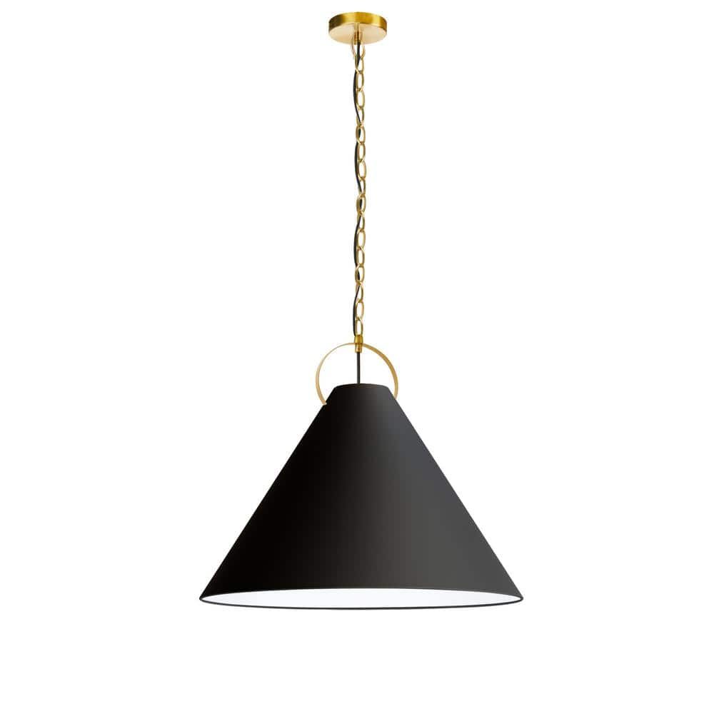 Modern Aged Brass 24" Drum Pendant with White Empire Shade