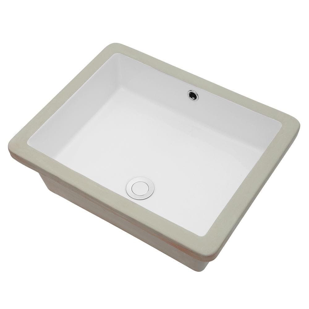 20 in. White Ceramic Undermount Rectangular Bathroom Sink