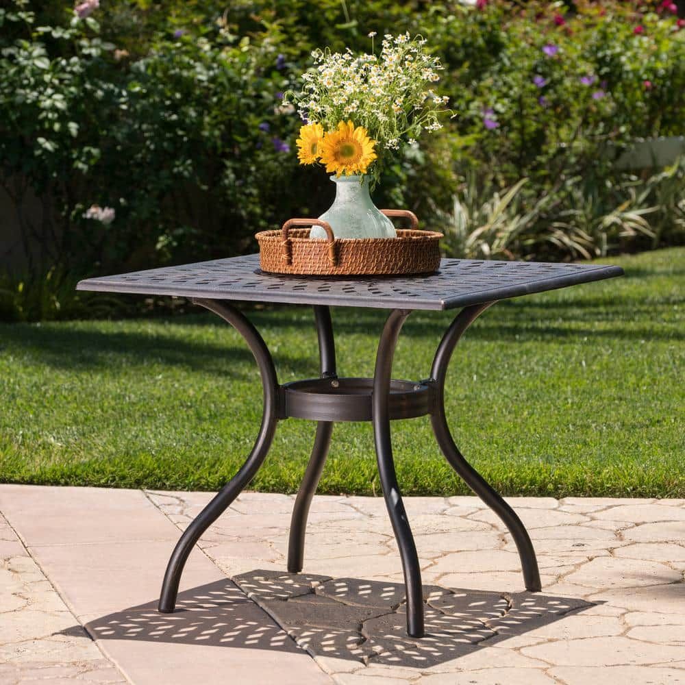 Shiny Copper Cast Aluminum Square Outdoor Dining Table