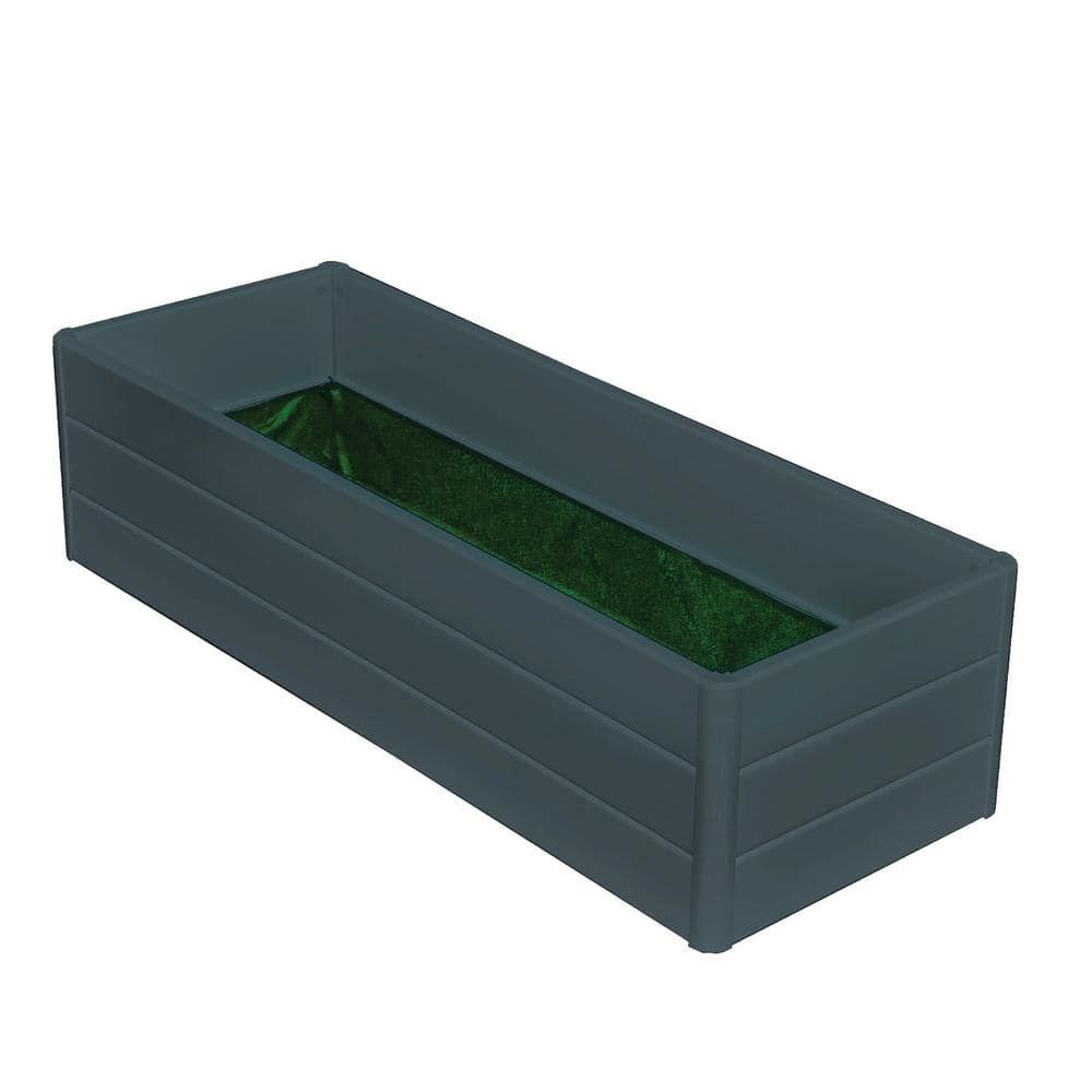 Dark Gray Vinyl Rectangular Raised Terrace Garden Box