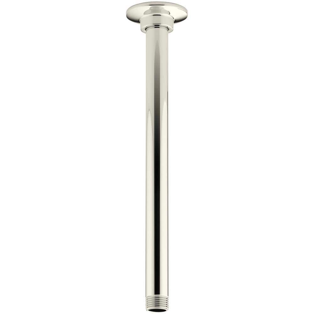 12-Inch Polished Nickel Ceiling Mount Shower Arm with Flange