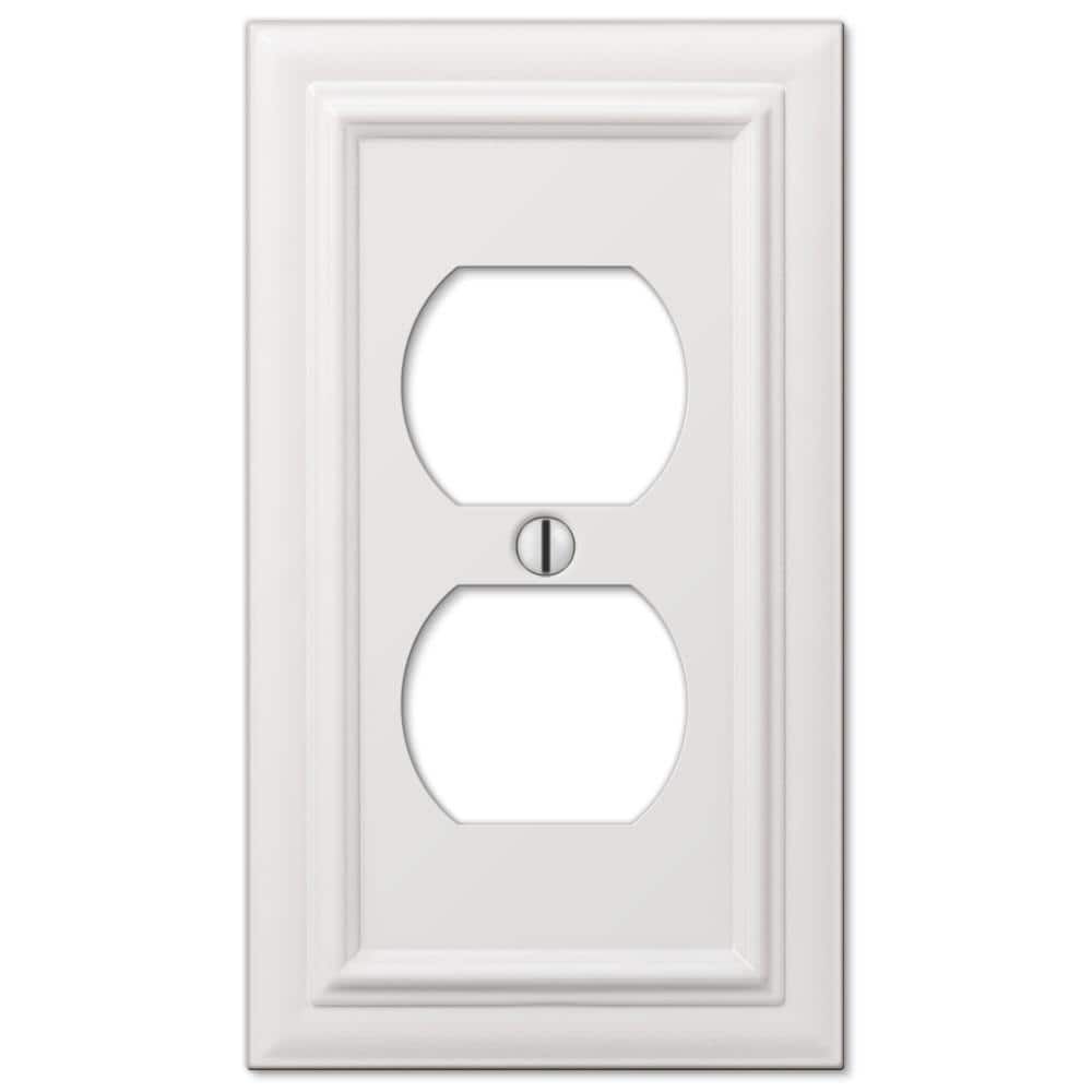 White Metal Duplex Rectangle Wall Plate