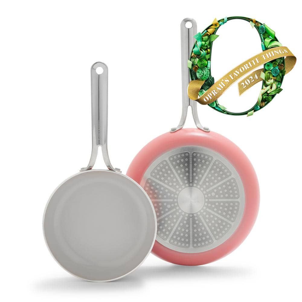 Coral Ceramic Nonstick Frying Pan Set with Stainless Steel Handles